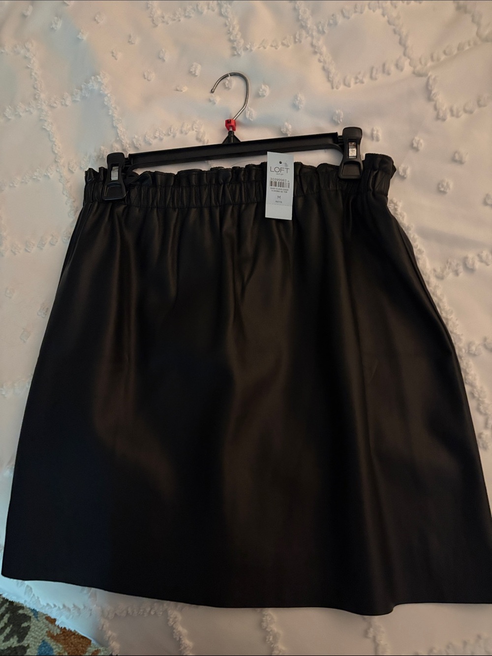 LOFT Black Faux Leather Paperbag-Waist Mini Skirt